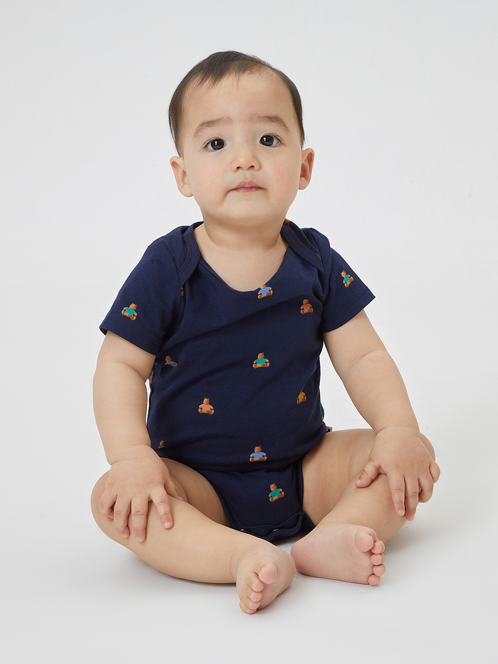 嬰兒裝|純棉短袖包屁衣 布萊納系列-小熊印花