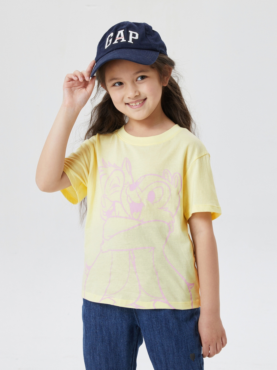 女童|Gap x Disney迪士尼聯名  可愛印花短袖T恤-嫩黃色