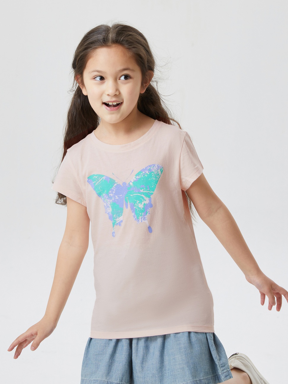 女童裝|Logo純棉印花短袖T恤-粉色