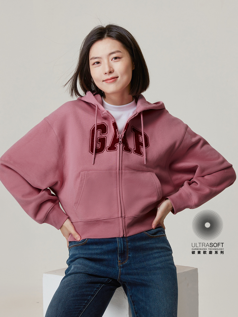 女裝|Logo連帽外套-粉紅色
