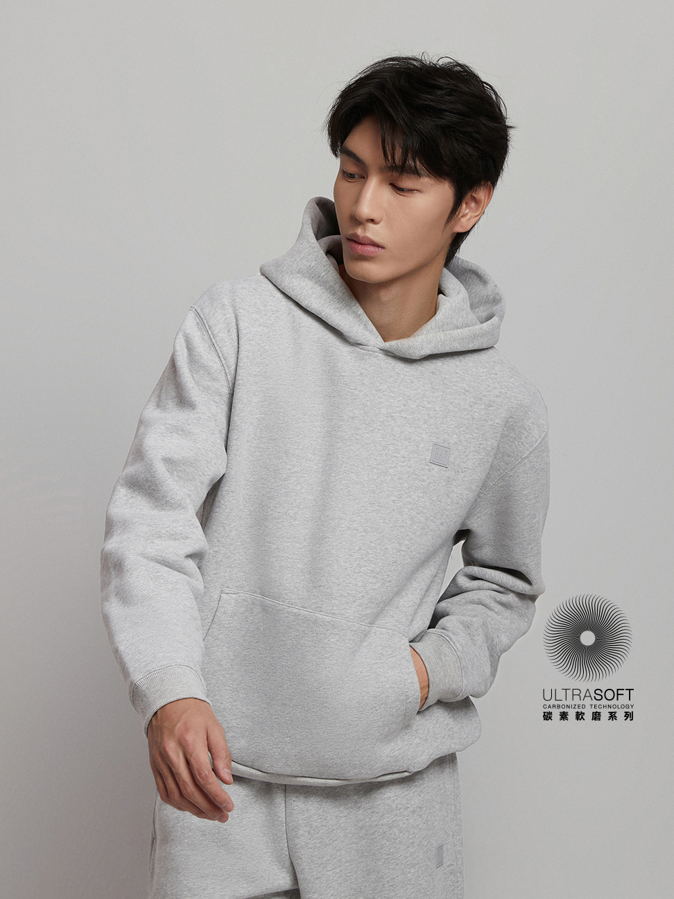男裝|Logo帽T-灰色