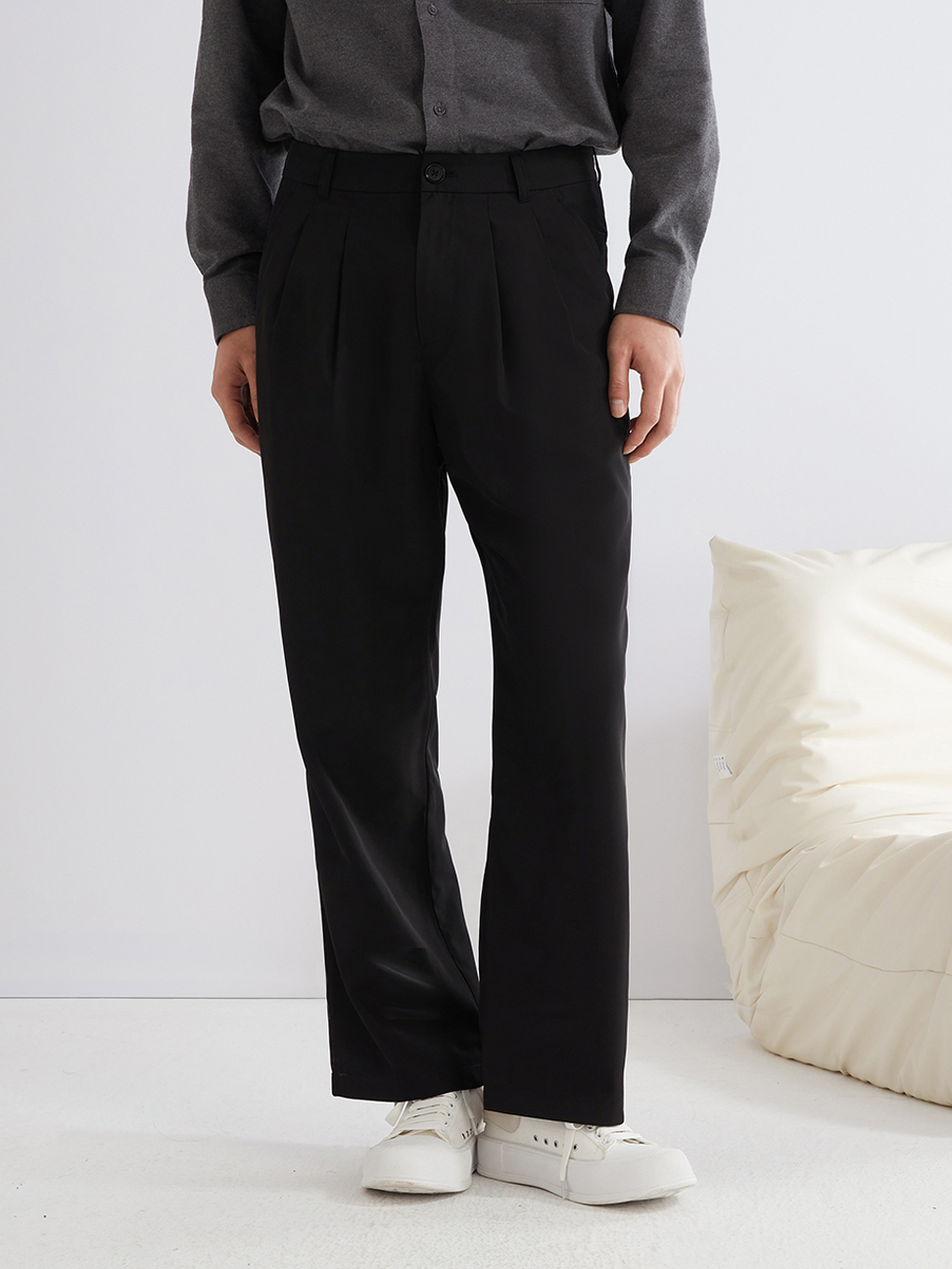 男裝|商務寬鬆西裝褲-黑色