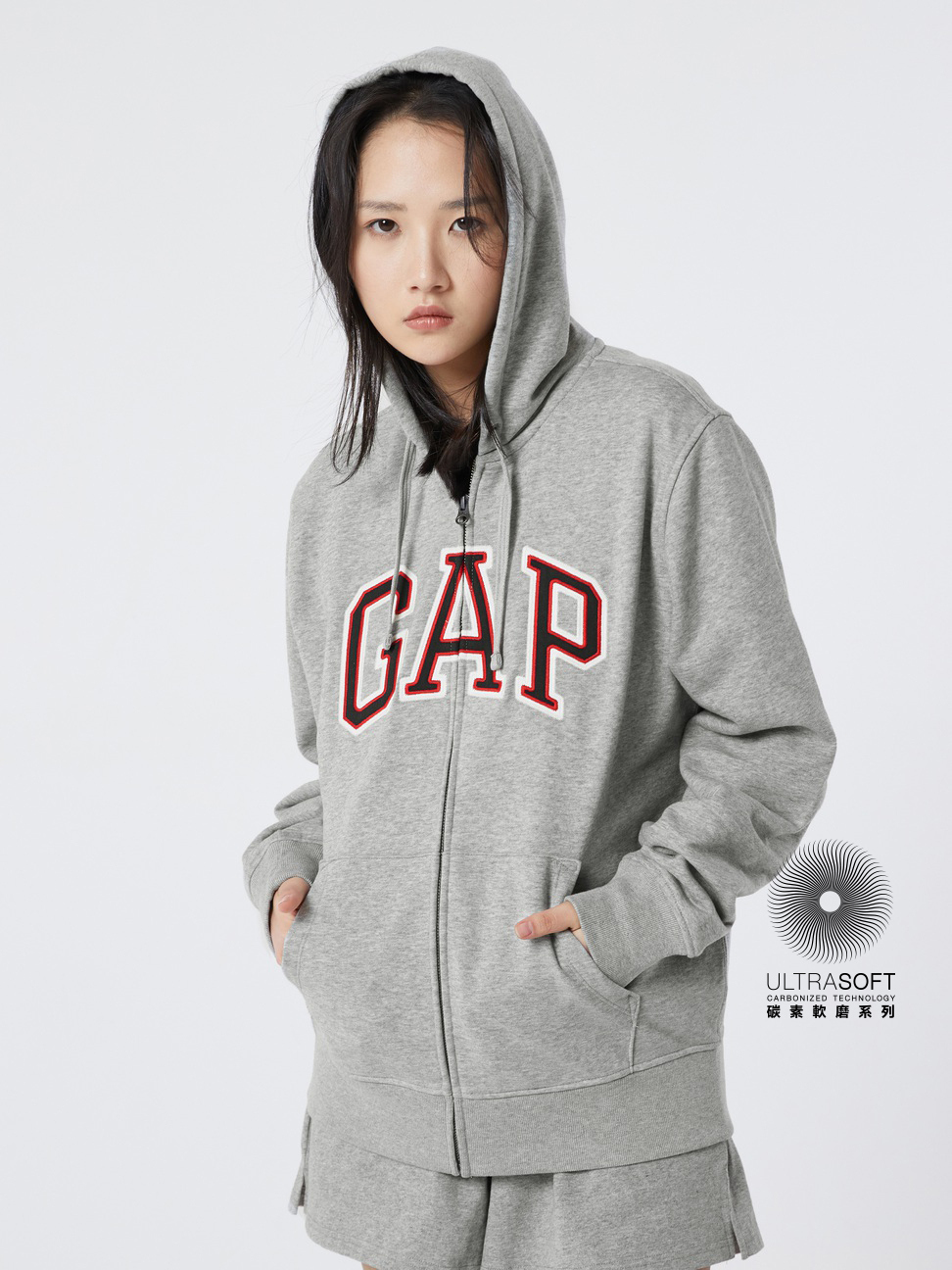男女同款|Logo連帽外套 冰淇淋系列-淺灰色