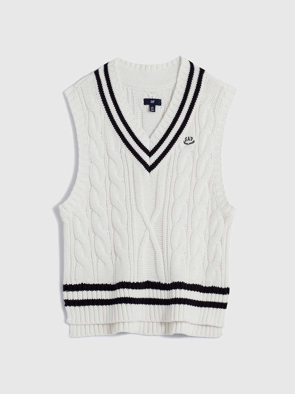 女裝|LogoV領針織背心-白色