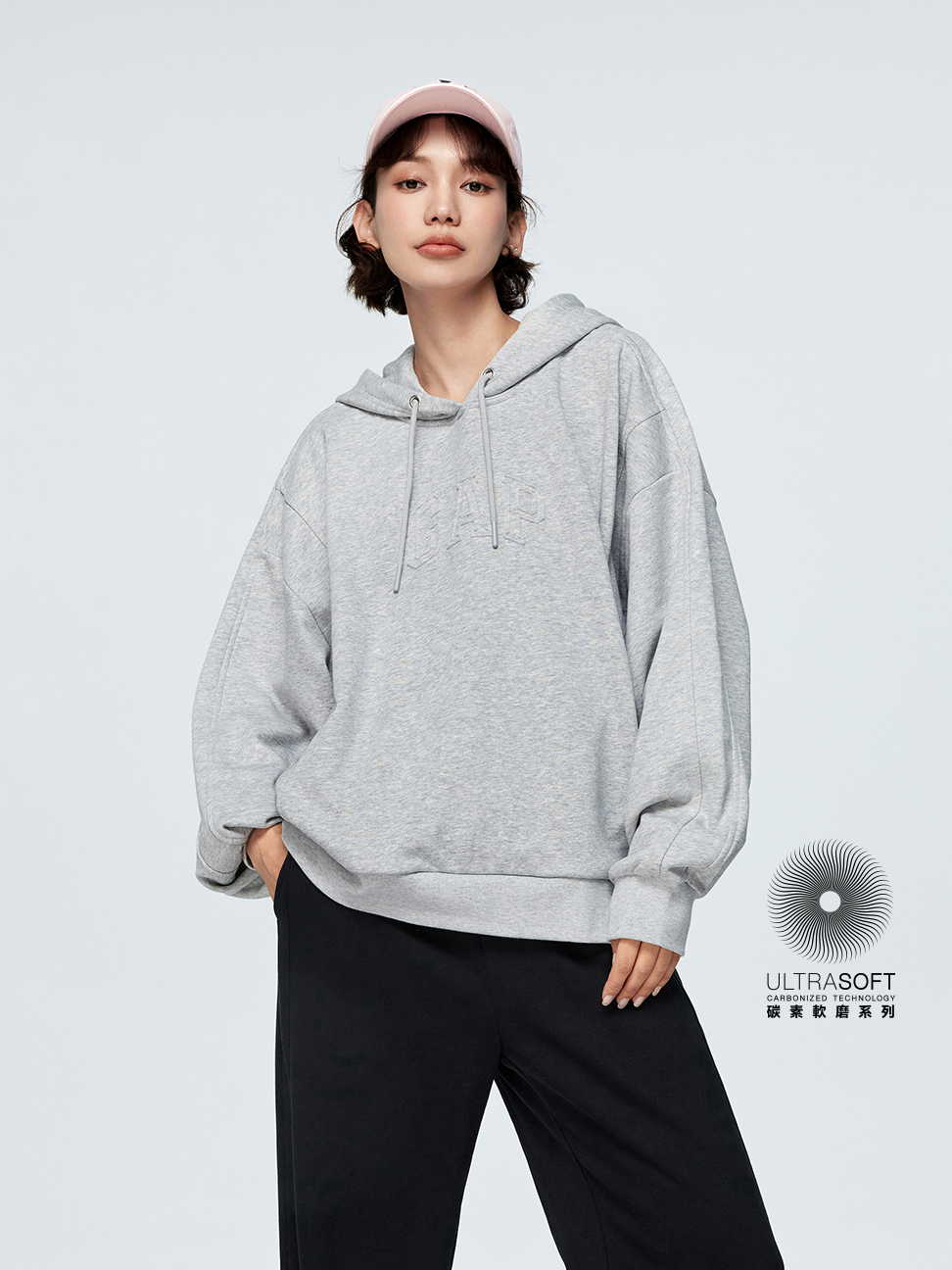 女裝|Logo帽T-灰色