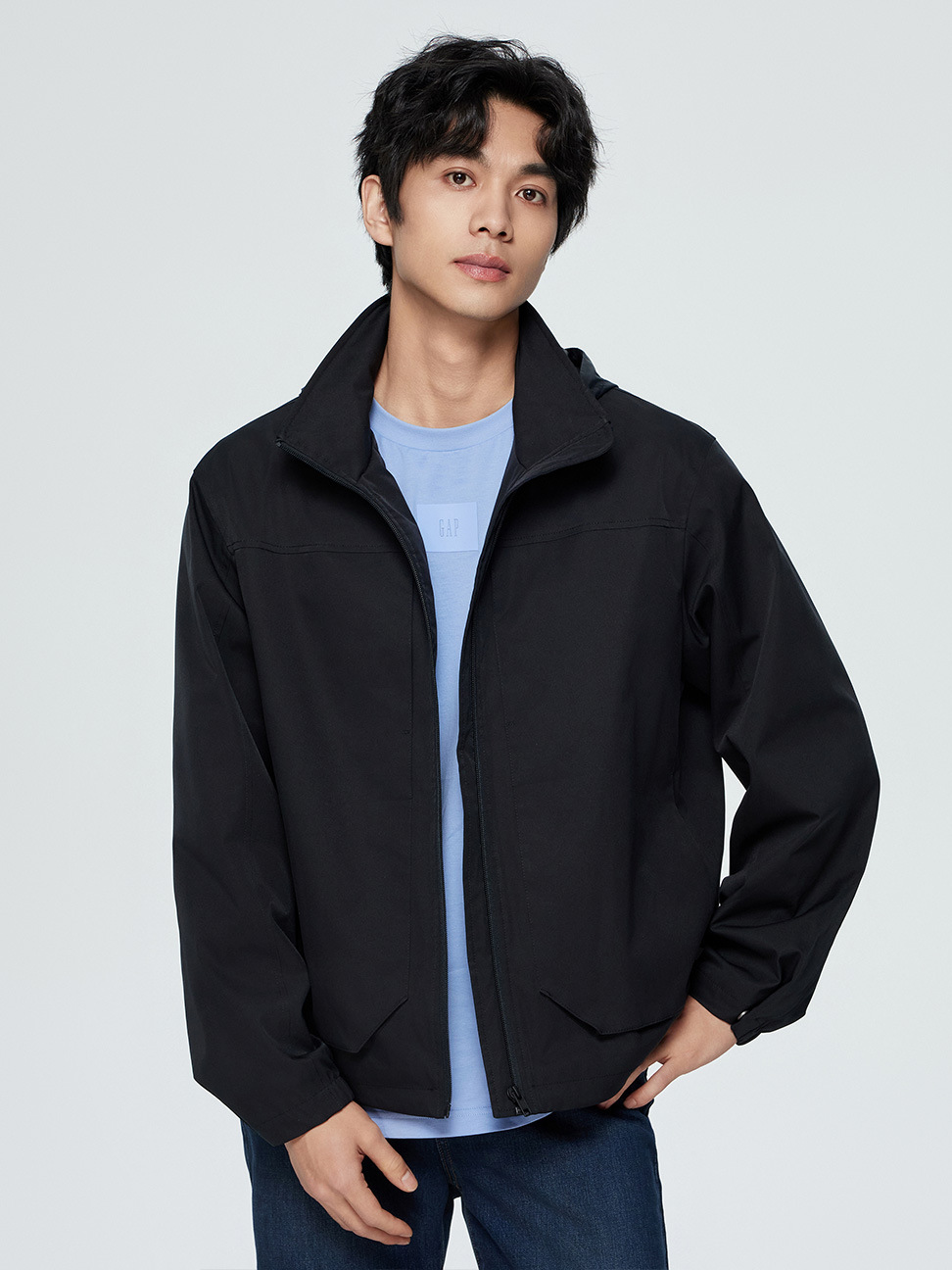 男裝|Logo工裝連帽外套-黑色