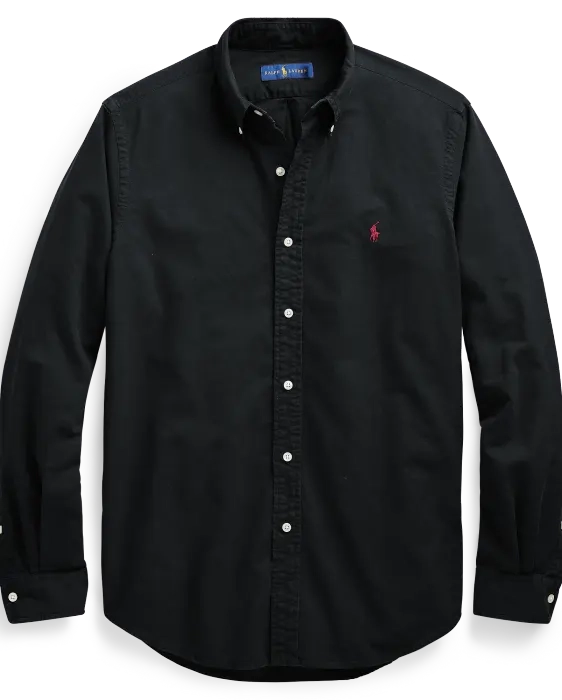 Classic Fit Garment-Dyed Oxford Shirt in Black | Ralph Lauren® HK