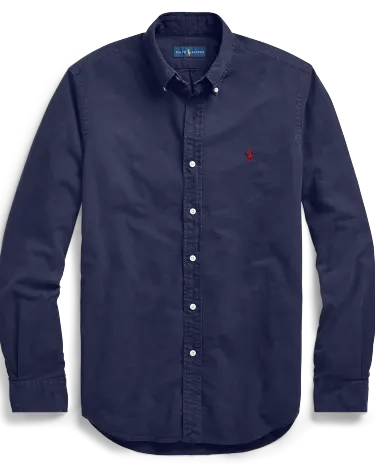 Classic Fit Garment-Dyed Oxford Shirt in Navy | Ralph Lauren® HK