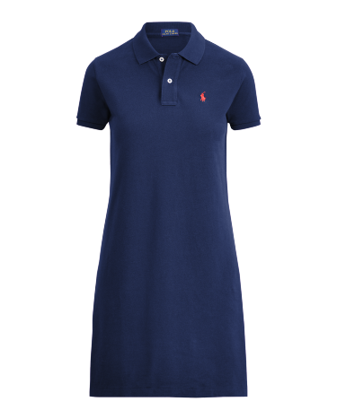 Cotton Mesh Polo Dress in Blue | Ralph Lauren® HK