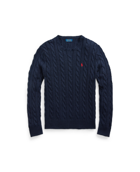 Cable-Knit Cotton Sweater Vest in Blue | Ralph Lauren® HK