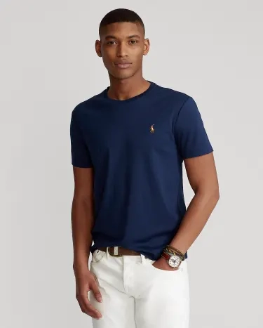 Custom Slim Fit Soft Cotton T-Shirt in Navy | Ralph Lauren® HK