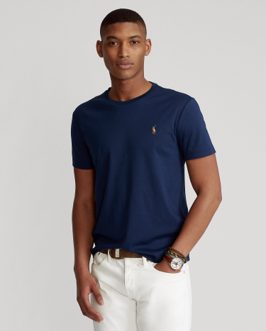★POLO RALPH LAUREN★ Custom Slim Soft Cotton Tee Navy MNPOT Custom Slim Fit Soft Cotton Polo Shirt | Ralph Lauren