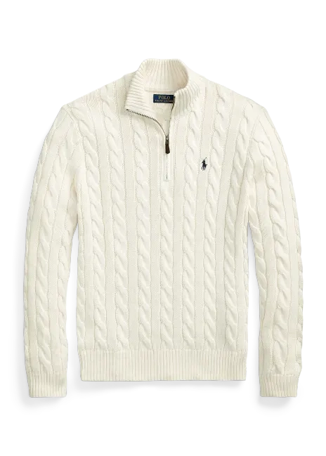 Ralph Lauren Cable-Knit Cotton Quarter-Zip Sweater
