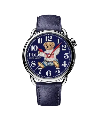 42 MM Sitting Polo Bear Steel Blue Dial in Blue | Ralph