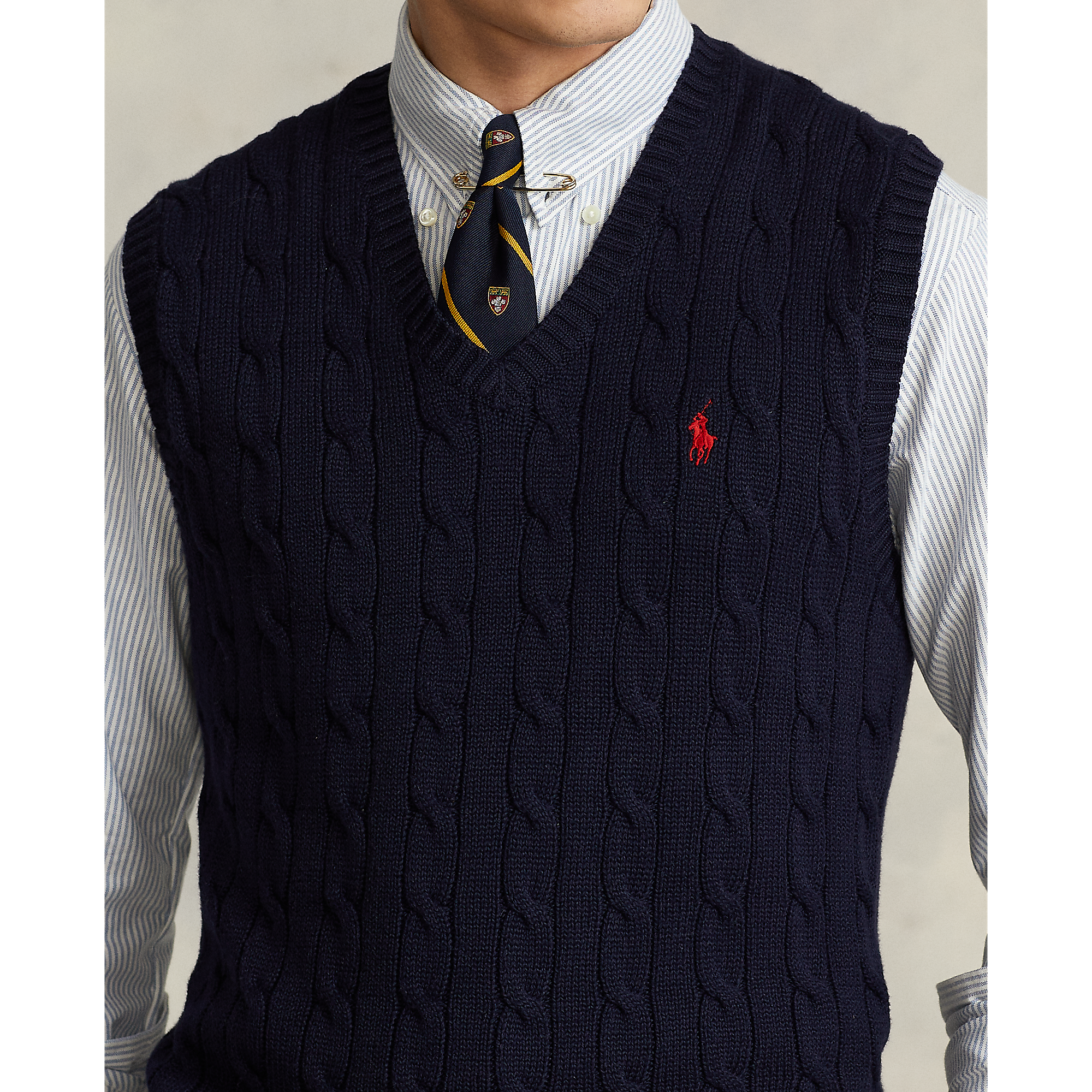 【現行タグ】POLO RALPH LAURENケーブルニットベスト 刺繍ロゴ 最 安値 価格ファッション - 【現行タグ】POLO RALPH LAUREN