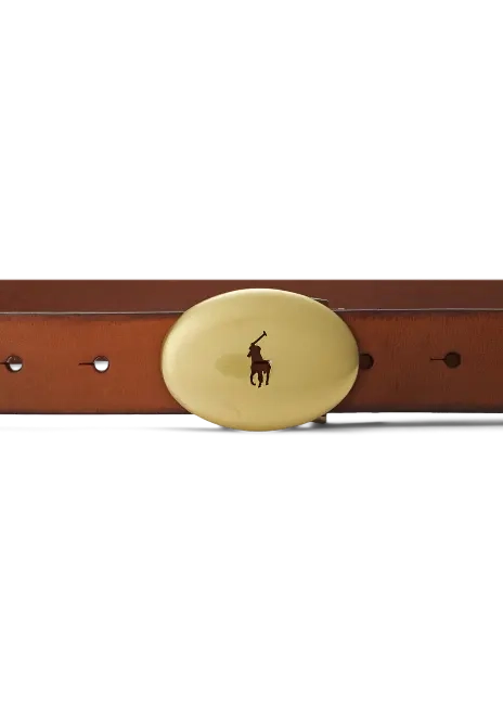 Ralph Lauren Polo ID Oval-Buckle Calfskin Belt