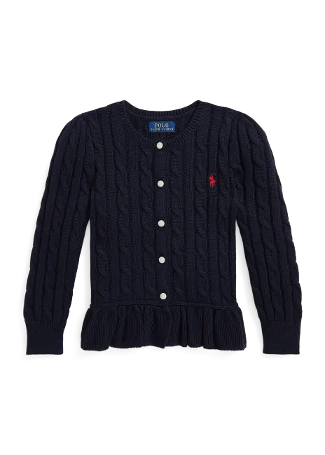 Ralph Lauren Cable-Knit Cotton Peplum Cardigan