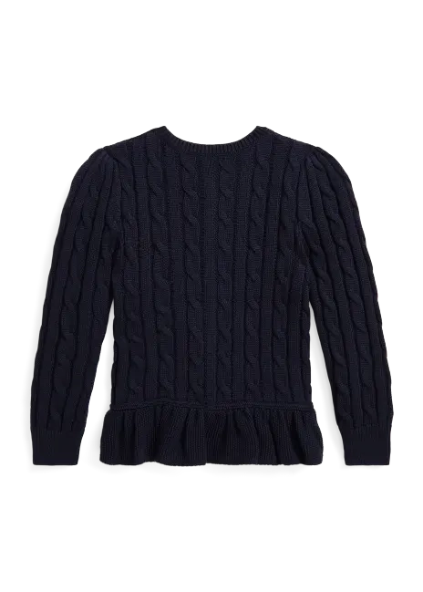 Ralph Lauren Cable-Knit Cotton Peplum Cardigan