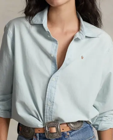 Cropped Boxy Chambray Shirt in Chambray | Ralph Lauren® HK