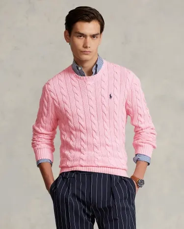 Cable-Knit Cotton Sweater in Pink | Ralph Lauren® HK