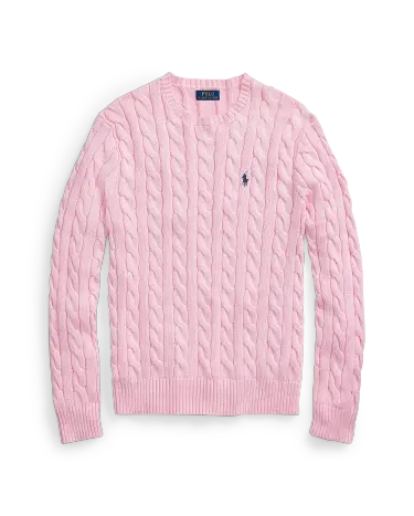 Cable-Knit Cotton Sweater in Pink | Ralph Lauren® HK