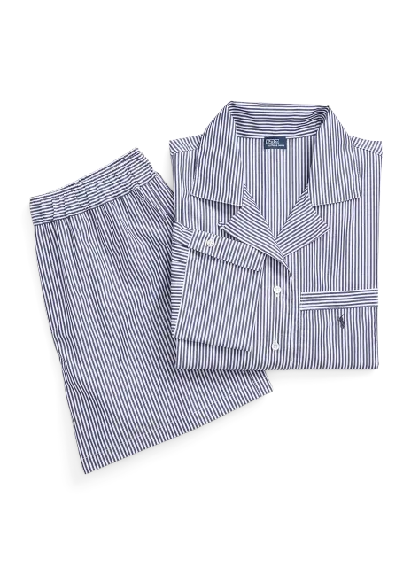 Ralph Lauren Crop Top & Boxer Poplin Pajama Set