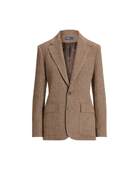Herringbone Linen-Blend Blazer in Black | Ralph Lauren® HK