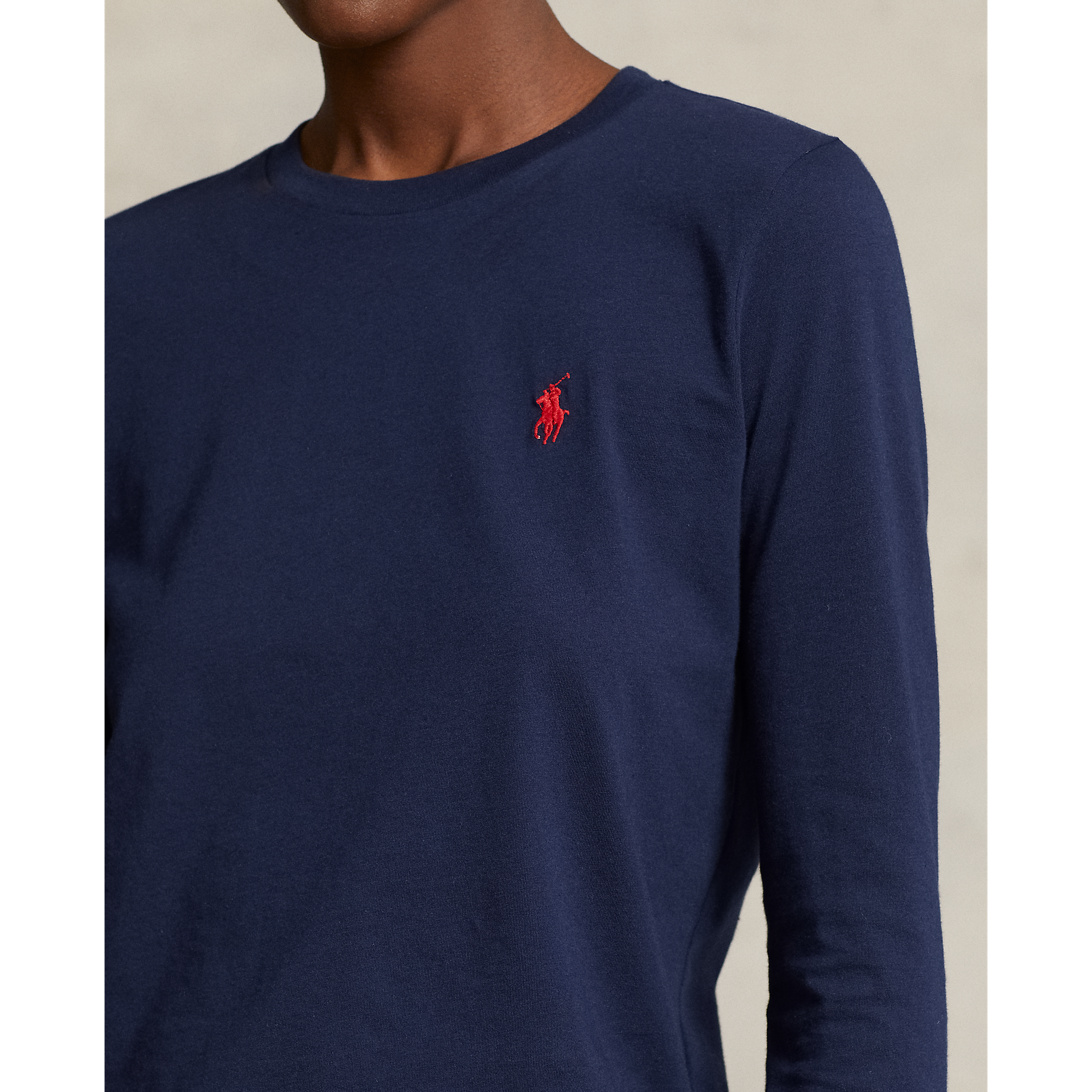 Long-Sleeve Jersey Crewneck Tee in Navy | Ralph Lauren® HK