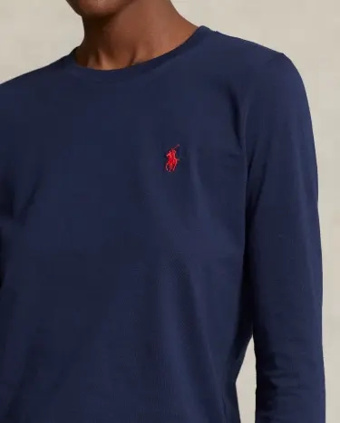 Long-Sleeve Jersey Crewneck Tee in Navy | Ralph Lauren® HK Long-Sleeve Jersey Crewneck Tee in Navy | Ralph Lauren® HK