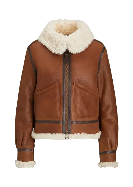 Ralph Lauren Leather-Trim Shearling Aviator Jacket