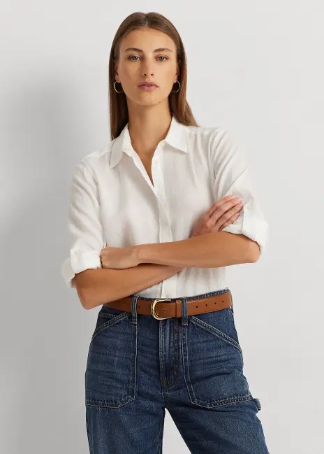 Ralph Lauren Relaxed Fit Linen Roll Tab–Sleeve Shirt