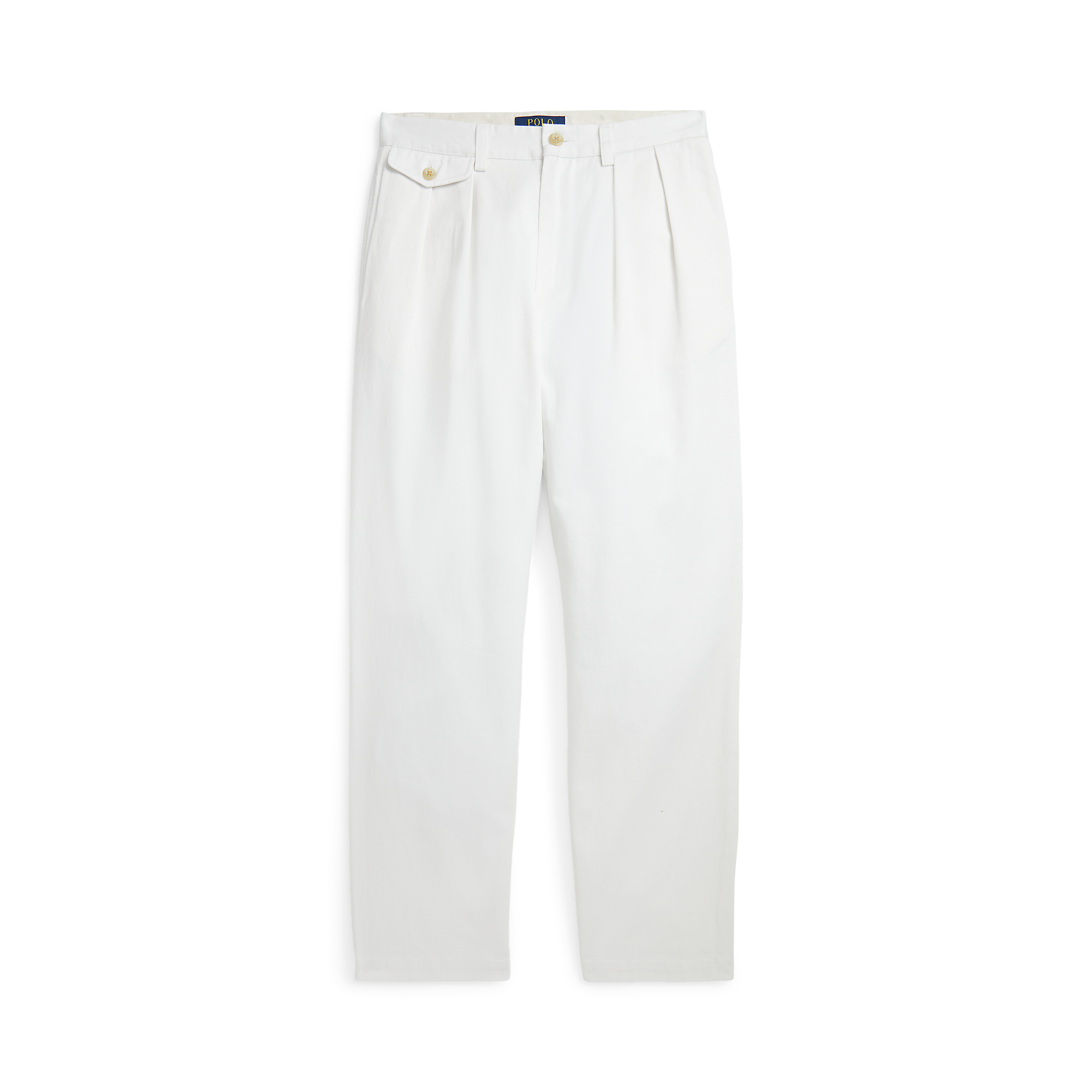 Whitman Relaxed Fit Pleated Chino Pant in White | Ralph