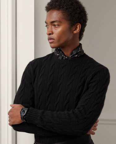 Cable-Knit Cashmere Sweater in Black | Ralph Lauren® HK Cable-Knit Cashmere Sweater in Black | Ralph Lauren® HK