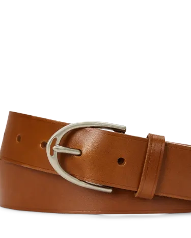 Horseshoe-Buckle Leather Belt in Natural | Ralph Lauren® HK