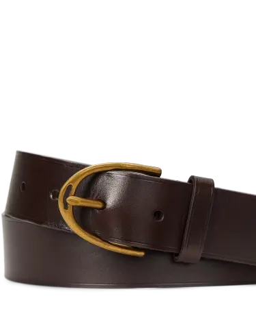 Horseshoe-Buckle Leather Belt in Dark Brown | Ralph Lauren® HK