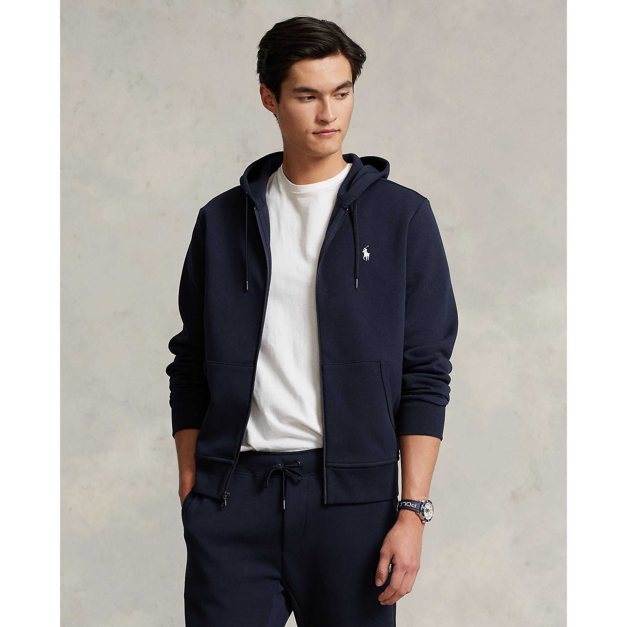 Double-Knit Full-Zip Hoodie in Navy | Ralph Lauren® HK