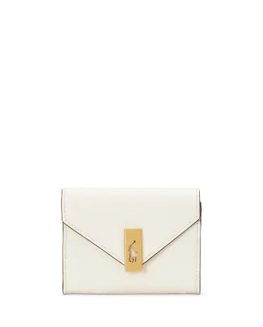 Polo ID Leather Fold-Over Card Case in White | Ralph Lauren® HK