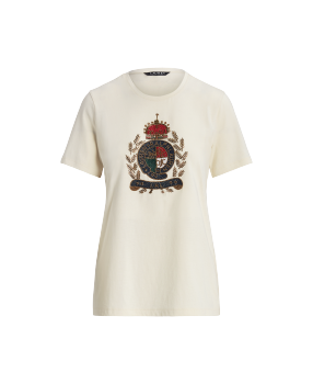 Belting-Print Cotton Boatneck Tee in White | Ralph Lauren® HK