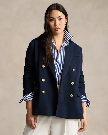 Double-Breasted Knit Blazer in Navy | Ralph Lauren® HK