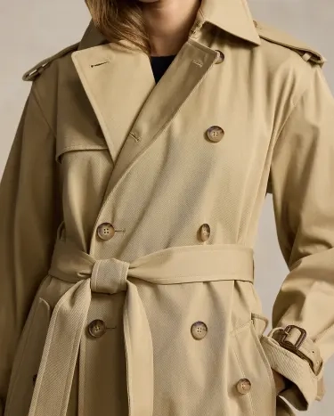 Double-Breasted Twill Trench Coat in Camel | Ralph Lauren® HK