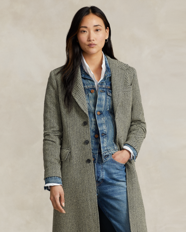 SMOOTH HERRINGBONE MAXI OVER COAT(現在完売品) TD438_RU7572-dark-oilve-