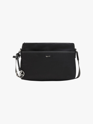 Buy agnès b. Debossed Logo Detail Leather Shoulder Bag in Black