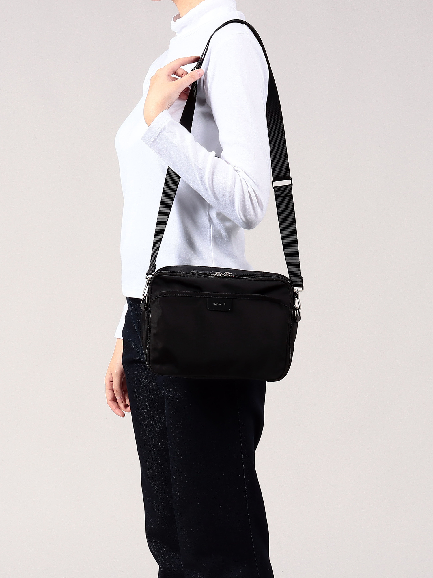 Agnes B Wearing A Sling Bag UNISEX'S NYLON SHOULDER BAG Agnès HK