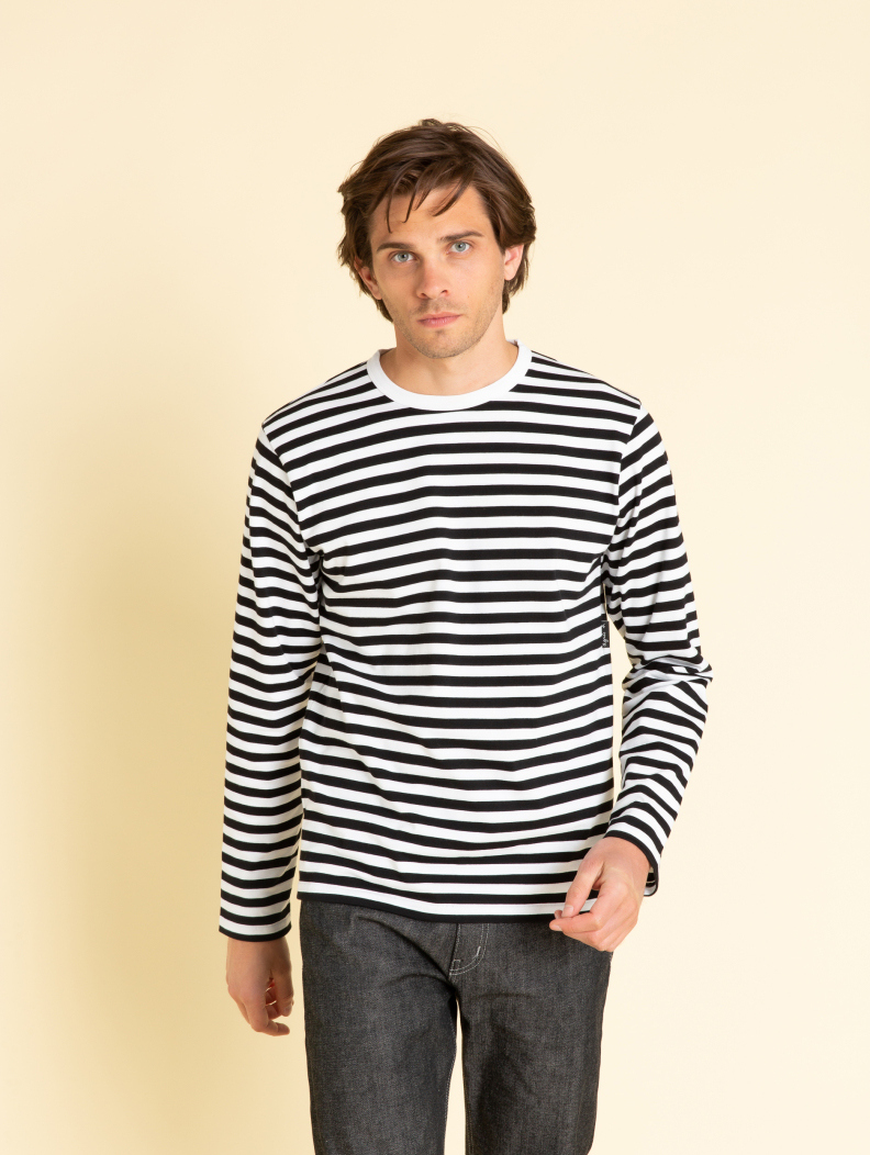 black and white long sleeves striped Coulos t-shirt