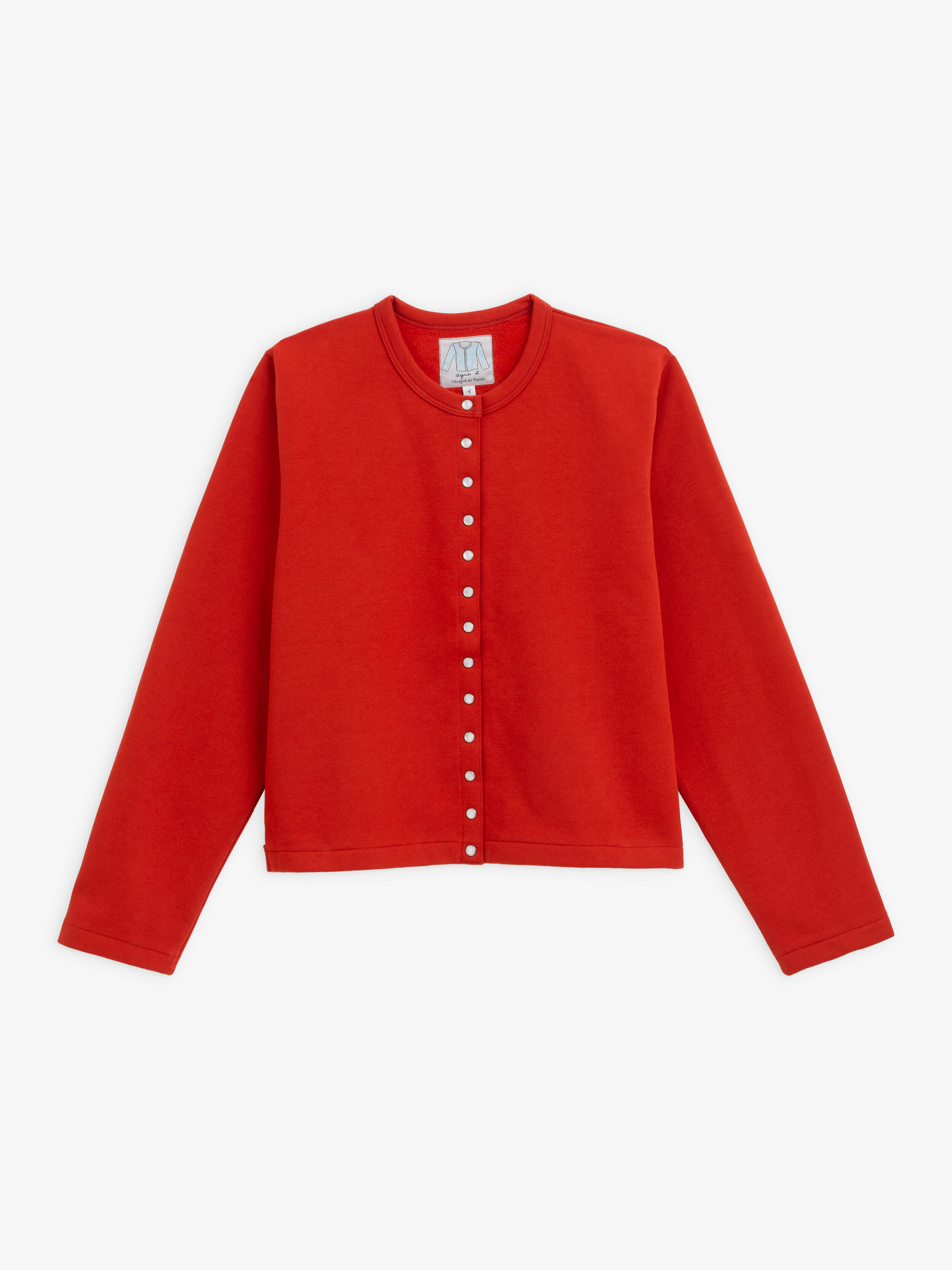 SALE価格agnes b 赤カーディガン コットン 半袖 ニットカーディガン 