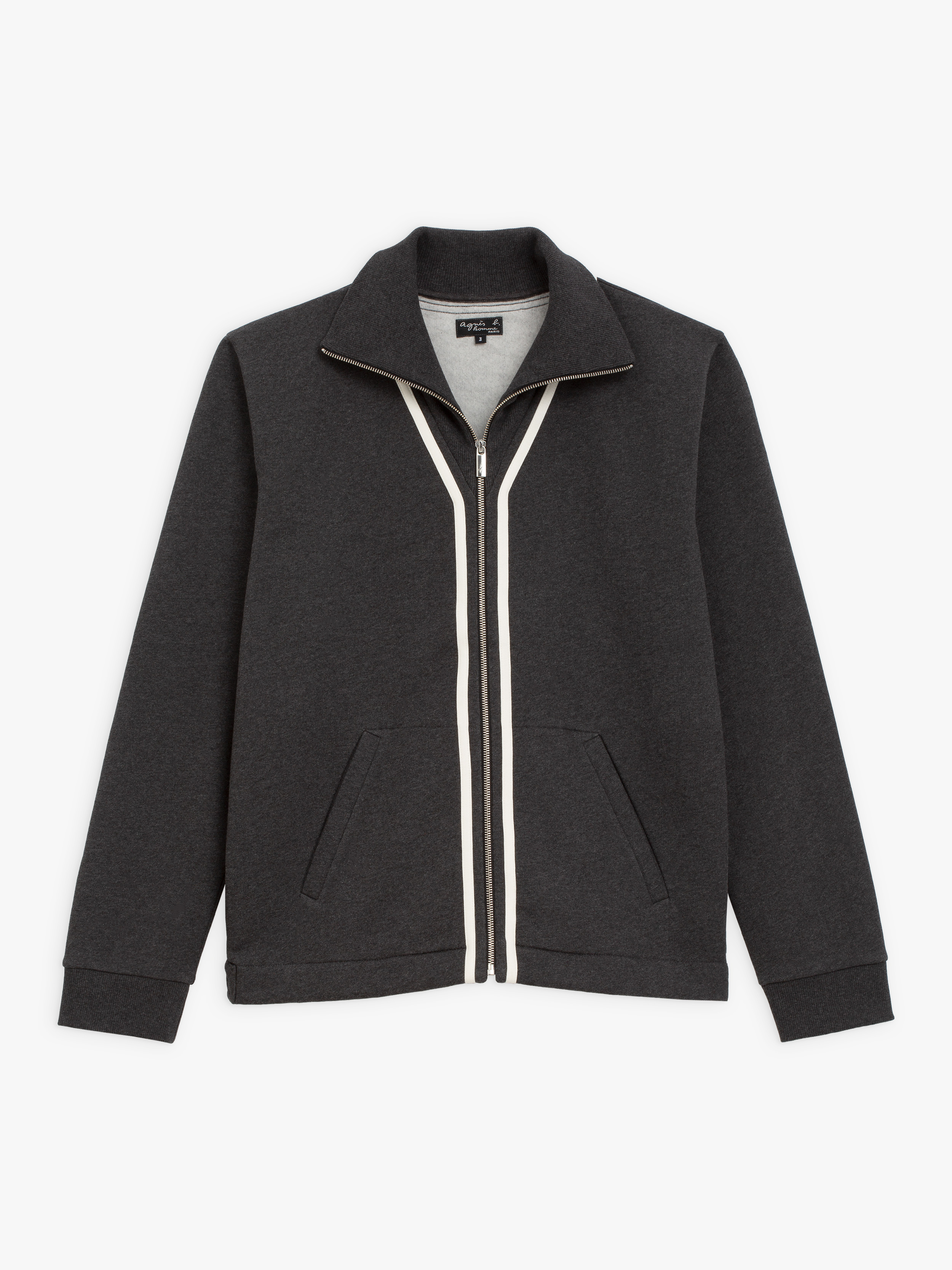MEN'S BLACK ZIP-UP BLOUSON JACKET | agnès b. HK