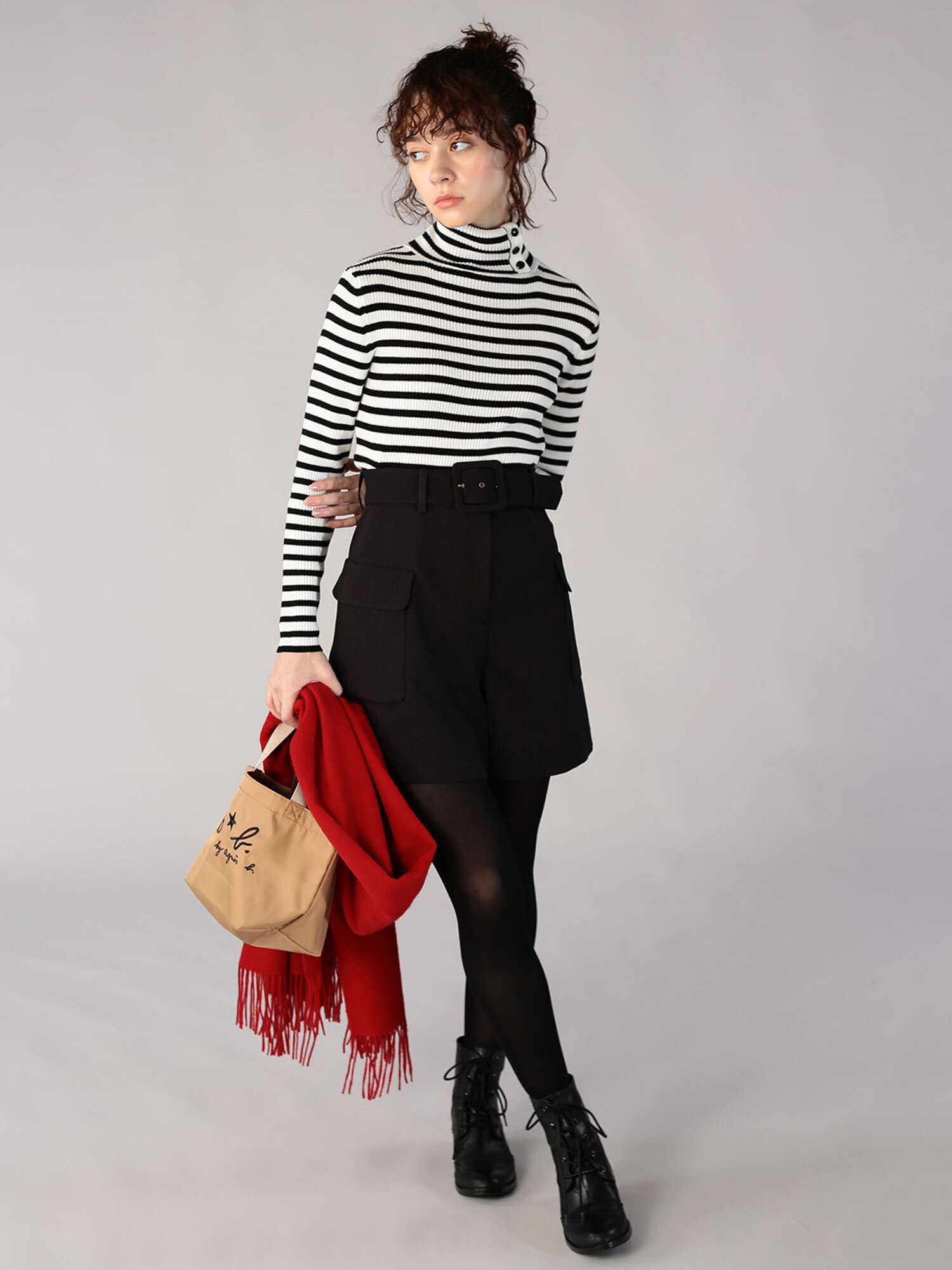 To b. WOMEN'S STRIPE TURTLENECK PULLOVER | agnès b. HK