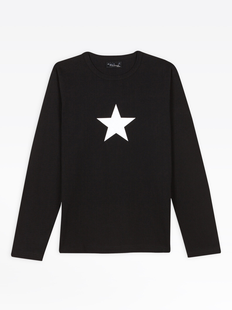 agnes b BLACK LONG SLEEVES STAR T-SHIRT