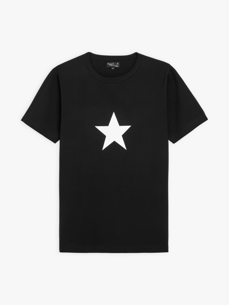 agnes b BLACK SHORT SLEEVES STAR T-SHIRT