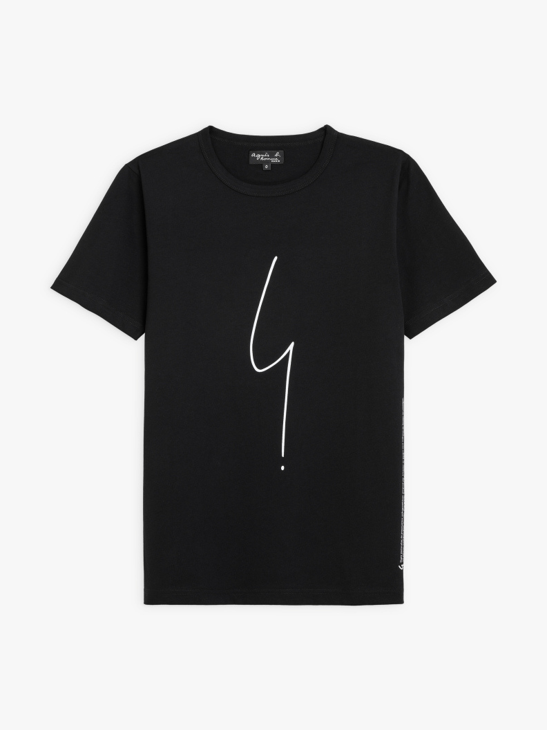 agnes b MEN BLACK SHORT SLEEVES IRONY T-SHIRT